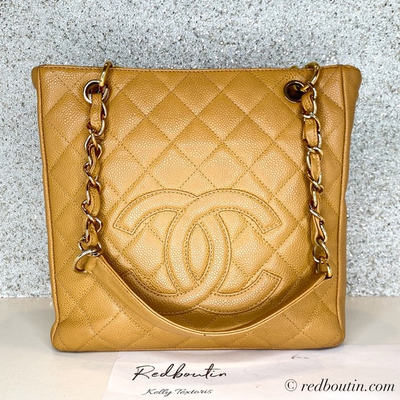CHANEL Handbags - Chanel Petite Camel Beige CC Chain Shopping Tote